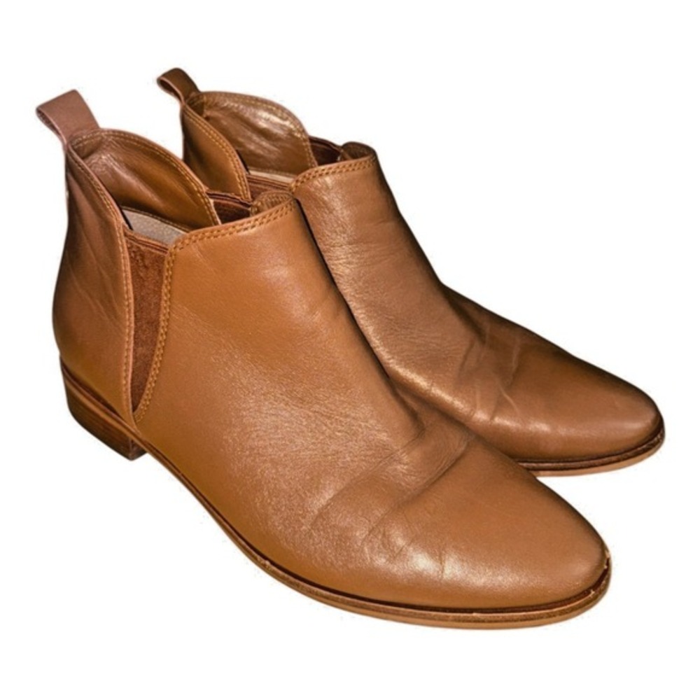 Michael KORS WOMENS Size 7.5 M PRE-OWNED Brown Leather Ankle Boots Gold Logo